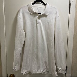 L.L. Bean Men's Classic White Long Sleeve Polo